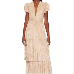 Sabina Musayev Maze Metallic Tiered Maxi Dress